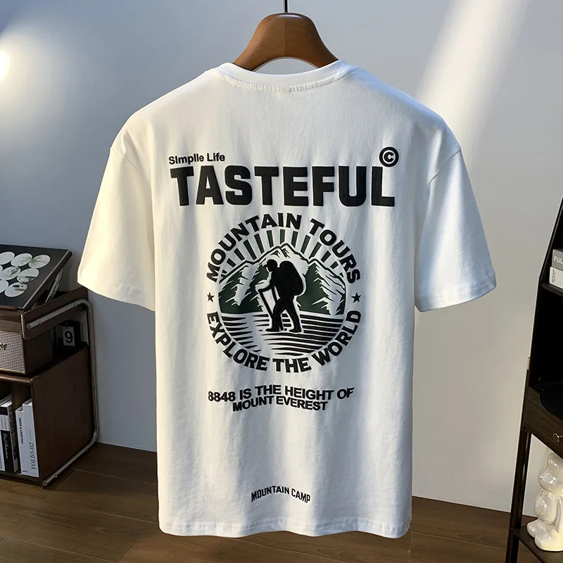 

2025 new short sleeved T-shirt men's spring and summer loose casual American fashion brand printed half sleeved shirt