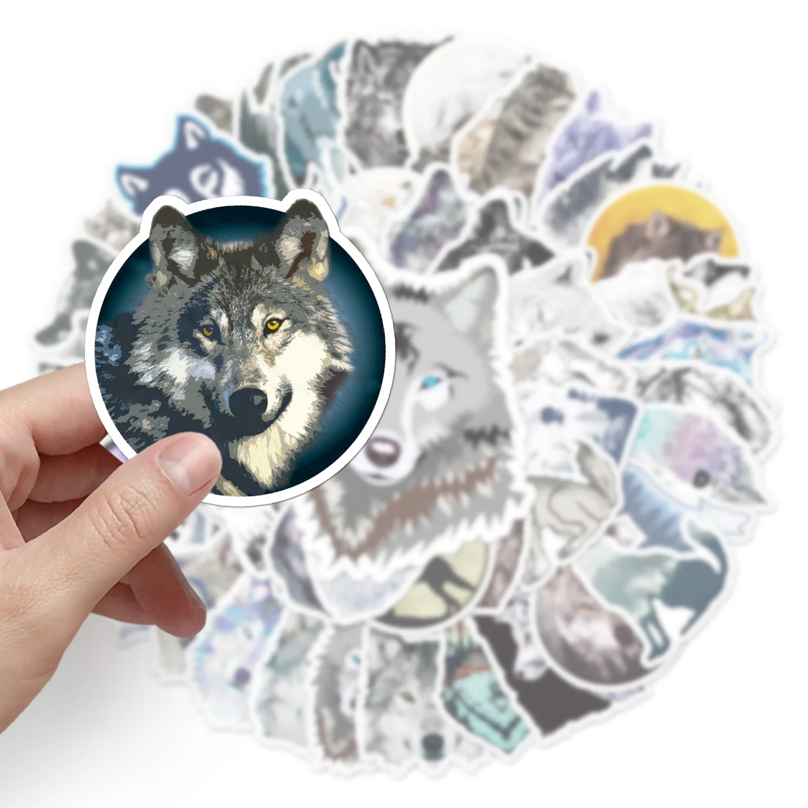 10/30/50PCS New Trendy Cartoon Wolf Graffiti Helmet Cup Car DIY Waterproof PVC Pocket Account Play Reward Sticker Wholesale