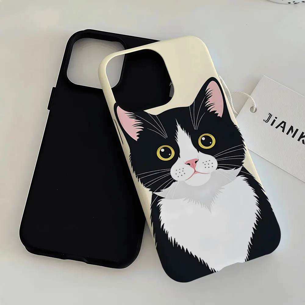 Tuxedo Cat Portrait Phone Case for iPhone 18 17 16 15 14 13 12 11 Air Pro Max Plus Double-layer Cover view 5