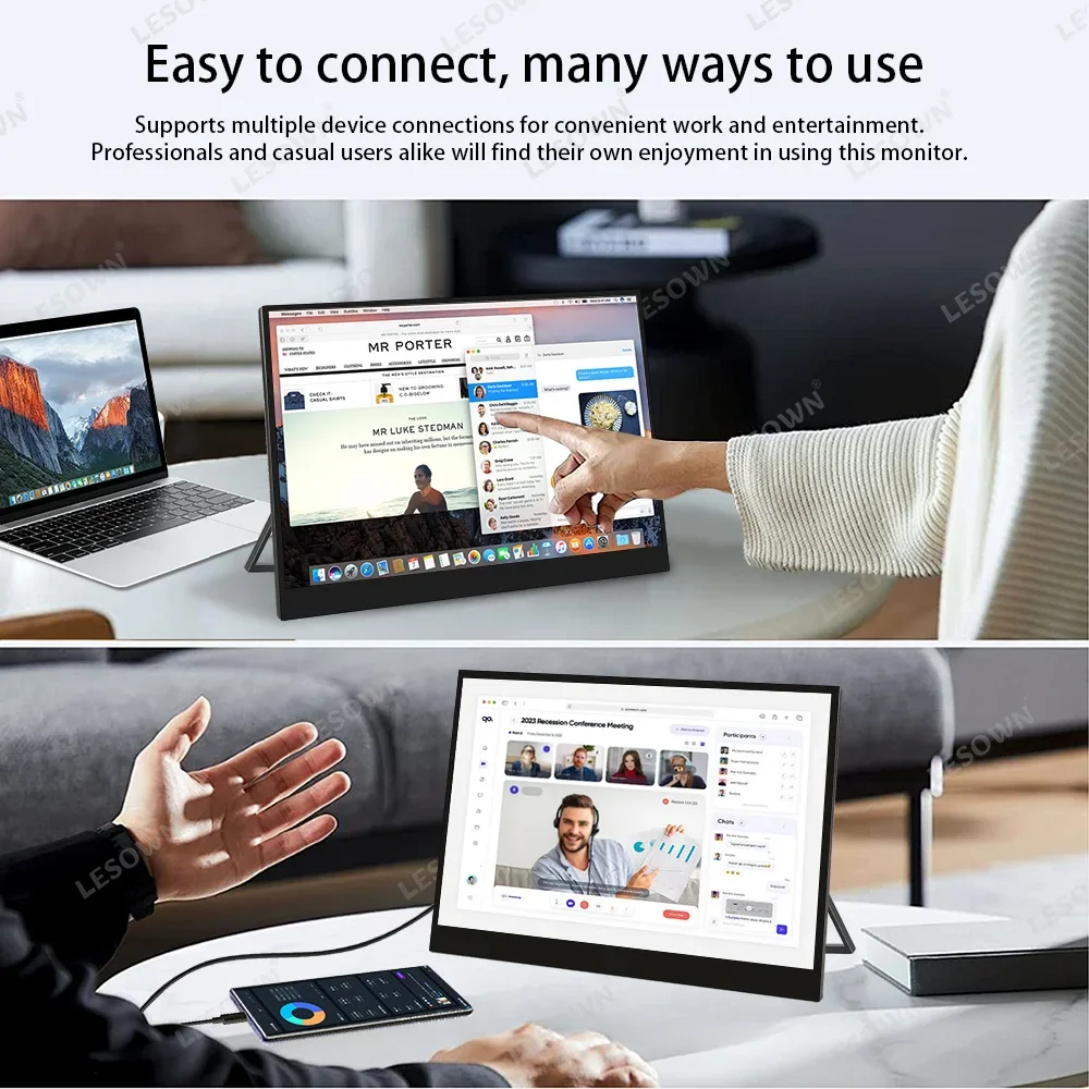 Imagem -04 - Lesown-monitor Ultra Clearscreen hd Gaming Tela Portátil Usb-c Compatível com Hdmi Externo para Xbox Switch Laptop 15.6 4k