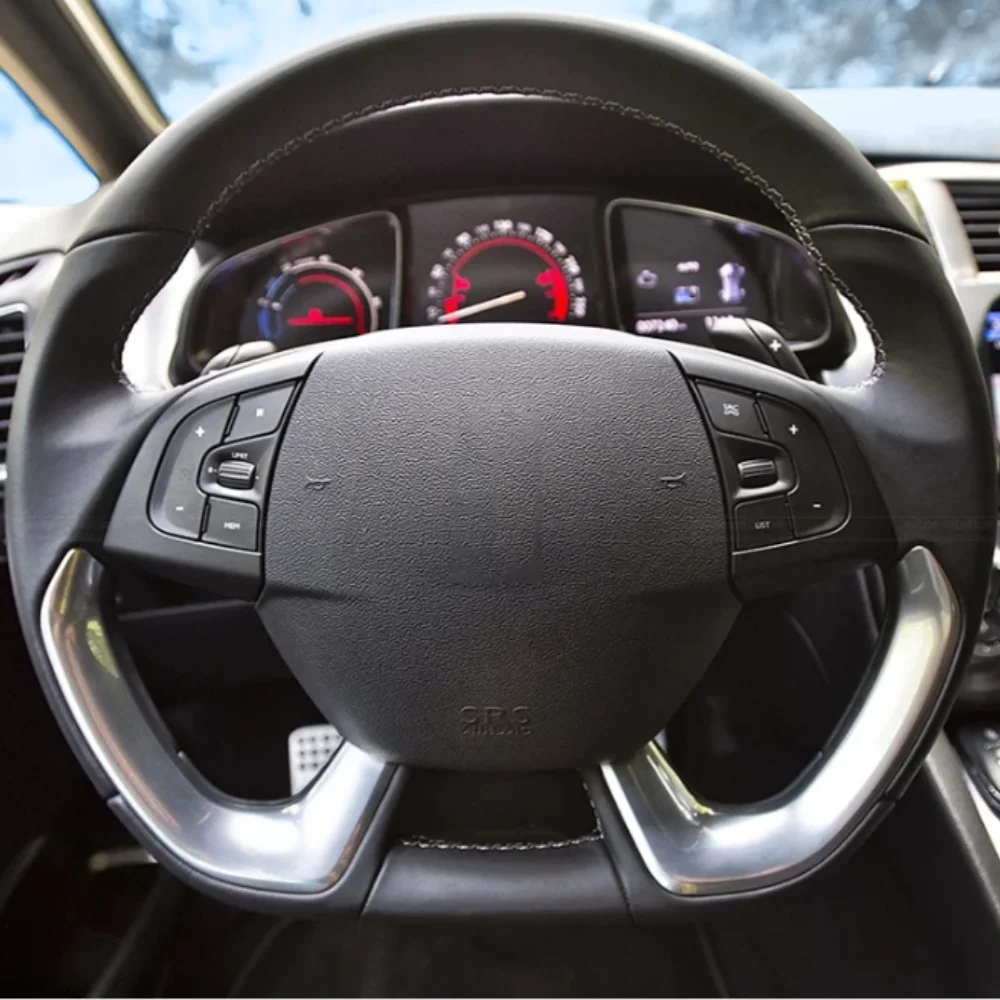 Black Car Steering Wheel Cover DIY Microfiber Leather Breathable Non-slip For Citroen DS5 DS 5 DS4S DS 4S Automotor Accessories