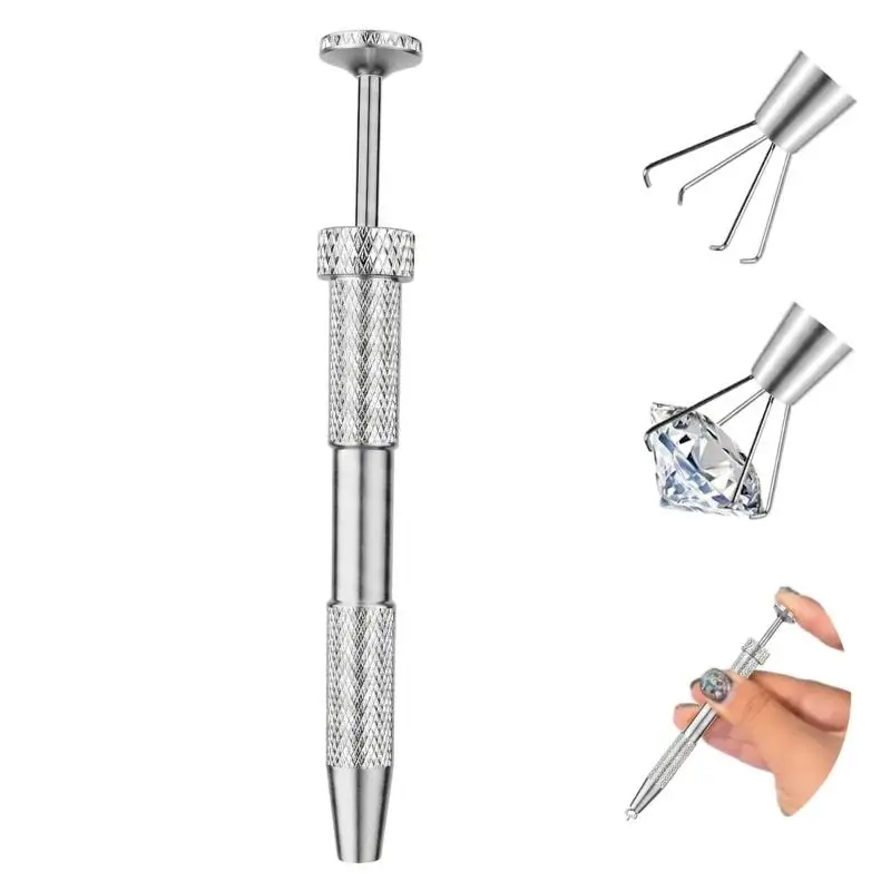 1 Stück Piercing-Kugelgreifer, kleine Schmuckperlen-Pinzette mit 4-Backen-Halter, Diamantklaue-Pinzette für IC-Chips, Edelsteine, Nüsse, auch als Auszieher verwendbar – Detail 2