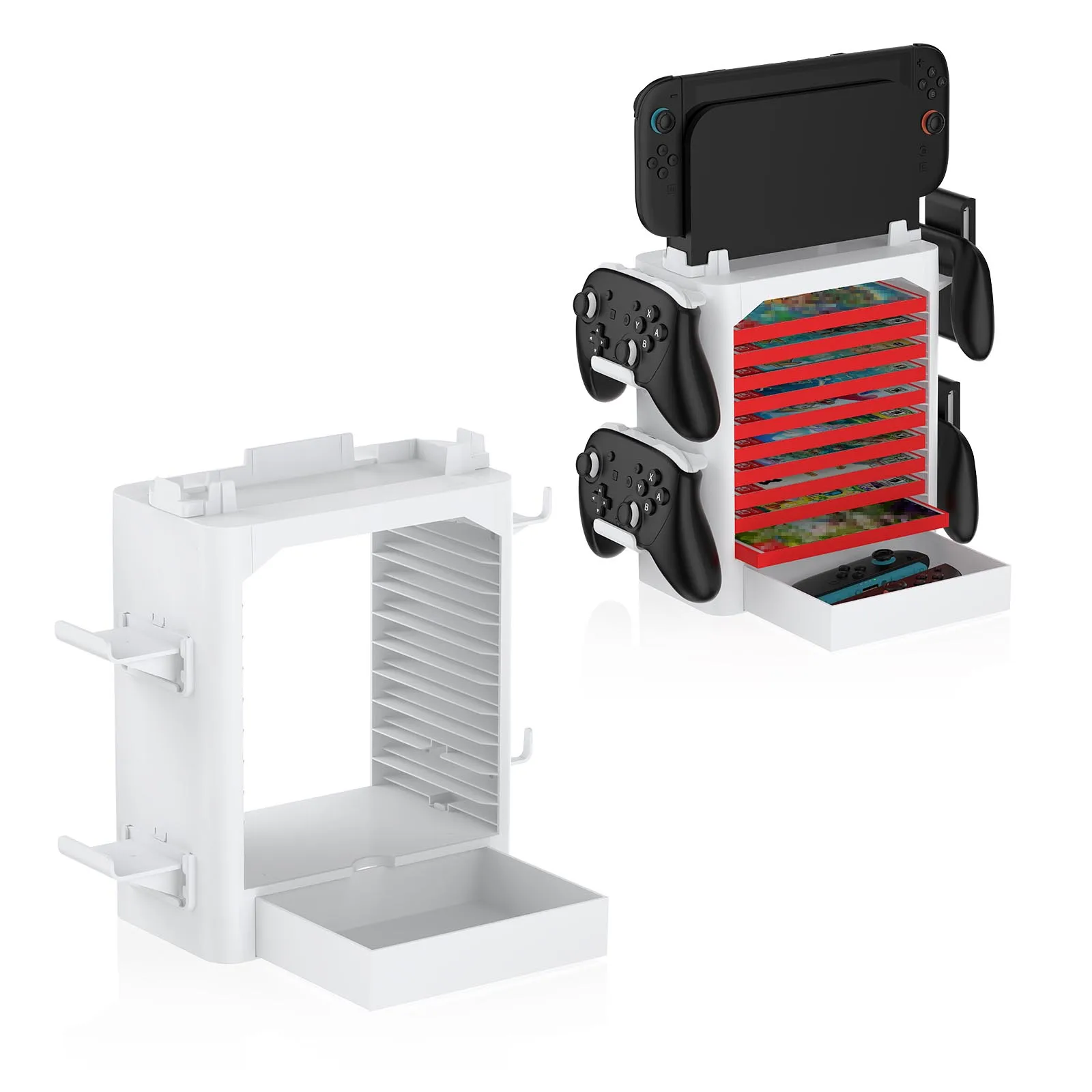 Game Storage Tower NS153B For Switch/Switch 2,Organizer Stand with 10 Game Disk Rack, Controller & Switch Holder