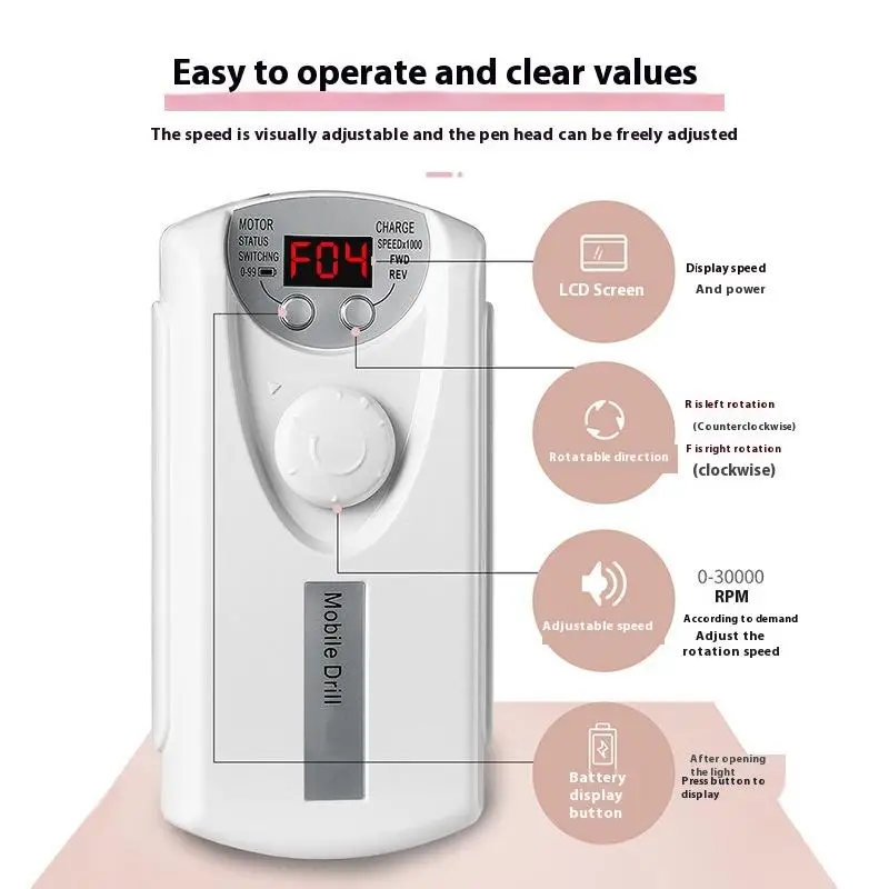 35000 RPM Wiederaufladbare Nagel Bohrer Maschine Professionelle Tragbare Elektrische Maniküre Datei Für Nägel Gel Polnisch Entfernen Schleifen