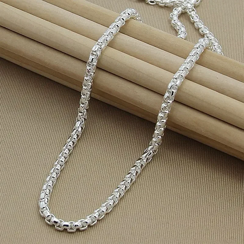 Women's 925 Sterling Silver Box Chain Necklace & Bracelet Set, Engagement Gift