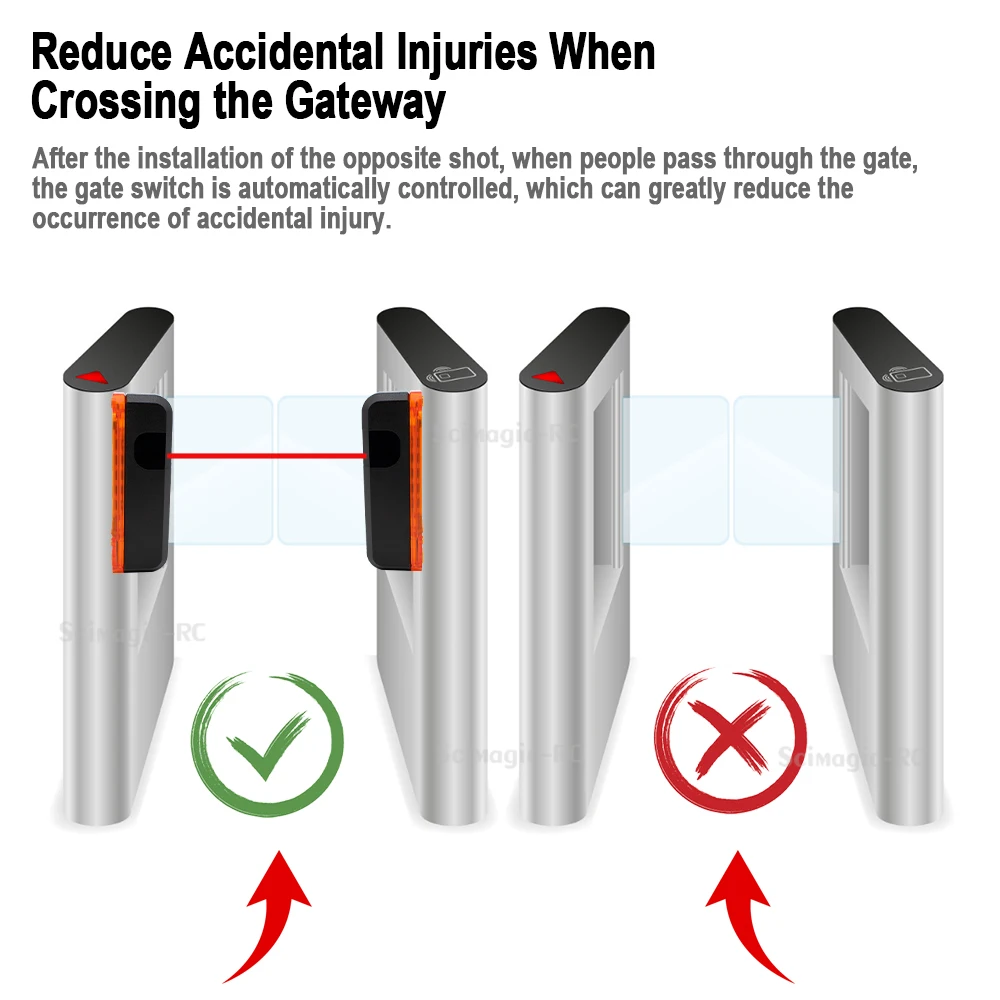 Детектор двери барьера с сигнальной лампой, фотоэлемент, инфракрасный датчик луча 12-24 В 180 °   Фотоэлектрический датчик для автоматических ворот гаража