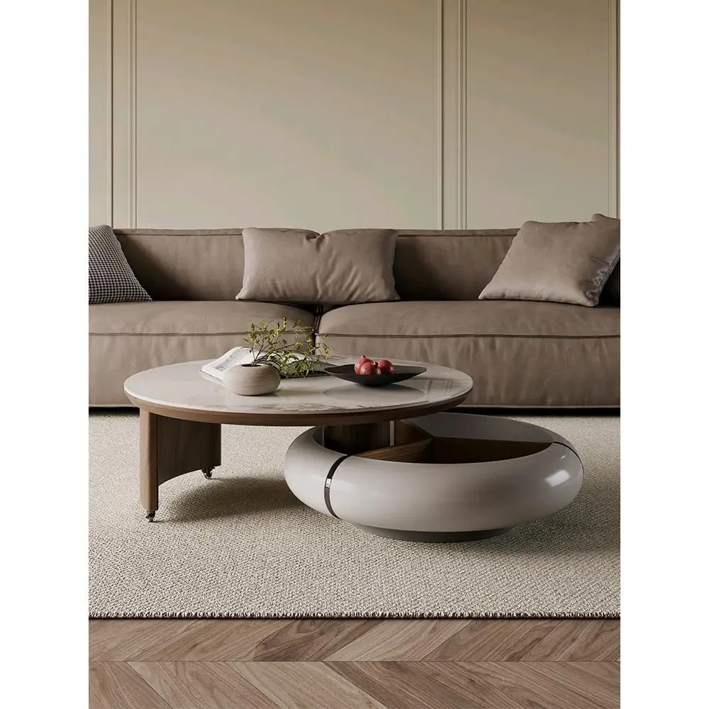M  light luxury rotating slate coffee table combination modern simple circular