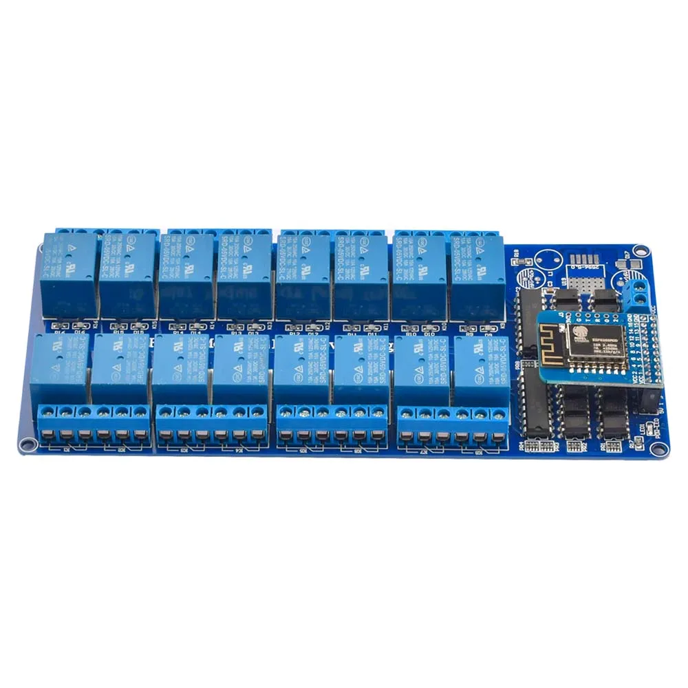 16 Channel Relay Shield Module DC 5V 12V with Optocoupler Onboard ESP8266 WIFI Module For Arduino DIY Kit