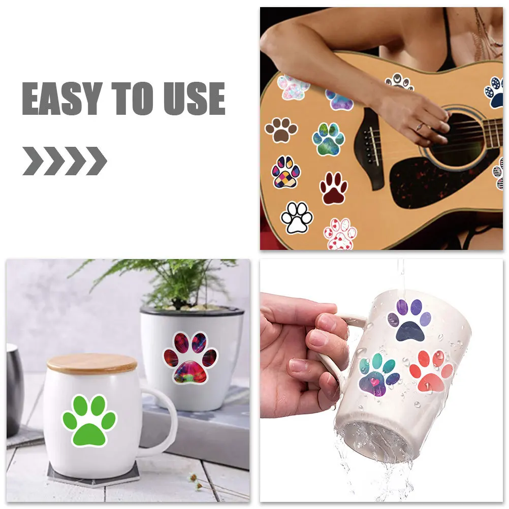

60Pcs Paw Pattern Sticker Self Adhesive Dog Paw Decals for Water Bottles Luggage Cases Journals Walls Removable Wall Art DIY