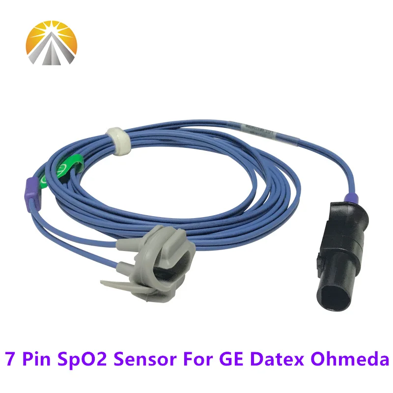 Sensor de SpO2 de 7 Pines Reutilizable para GE Datex Ohmeda OXY-F4-H 3700 3710 3740 3800 S/5 AS/3 GE Serie 7000 Mennen Horizon, Varios Tamaños