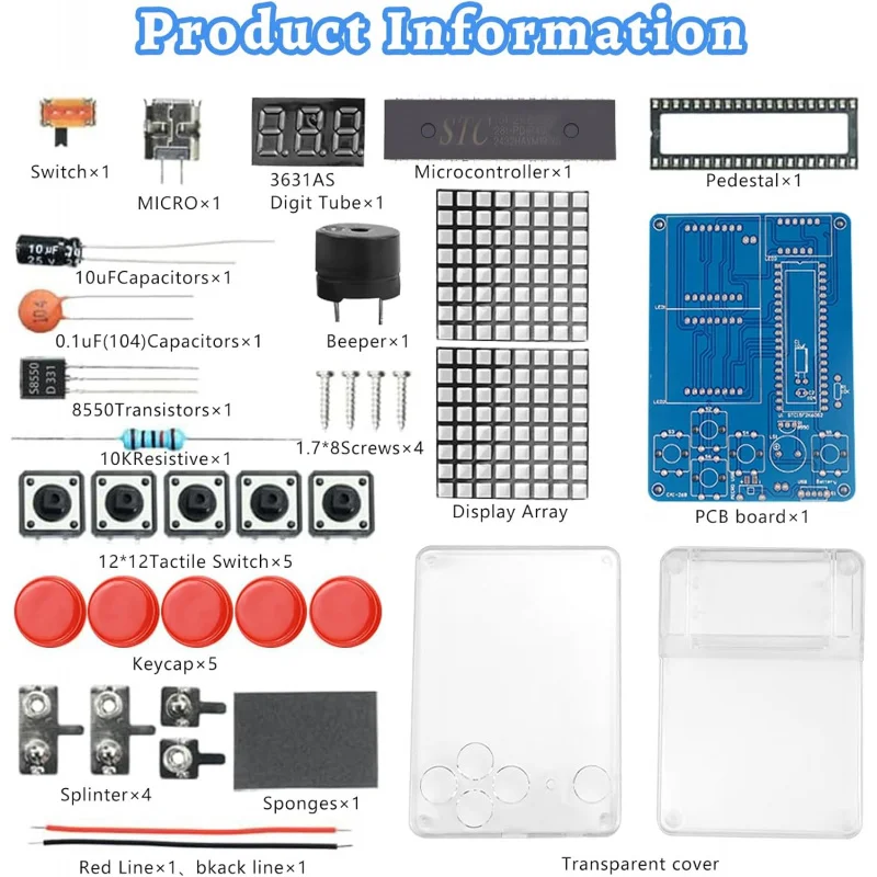 Комплект пиксельного игрового механизма 51, одиночный компонент российского тетриса, сделай сам, сварка, практичное обучение, электронный небольшой проект