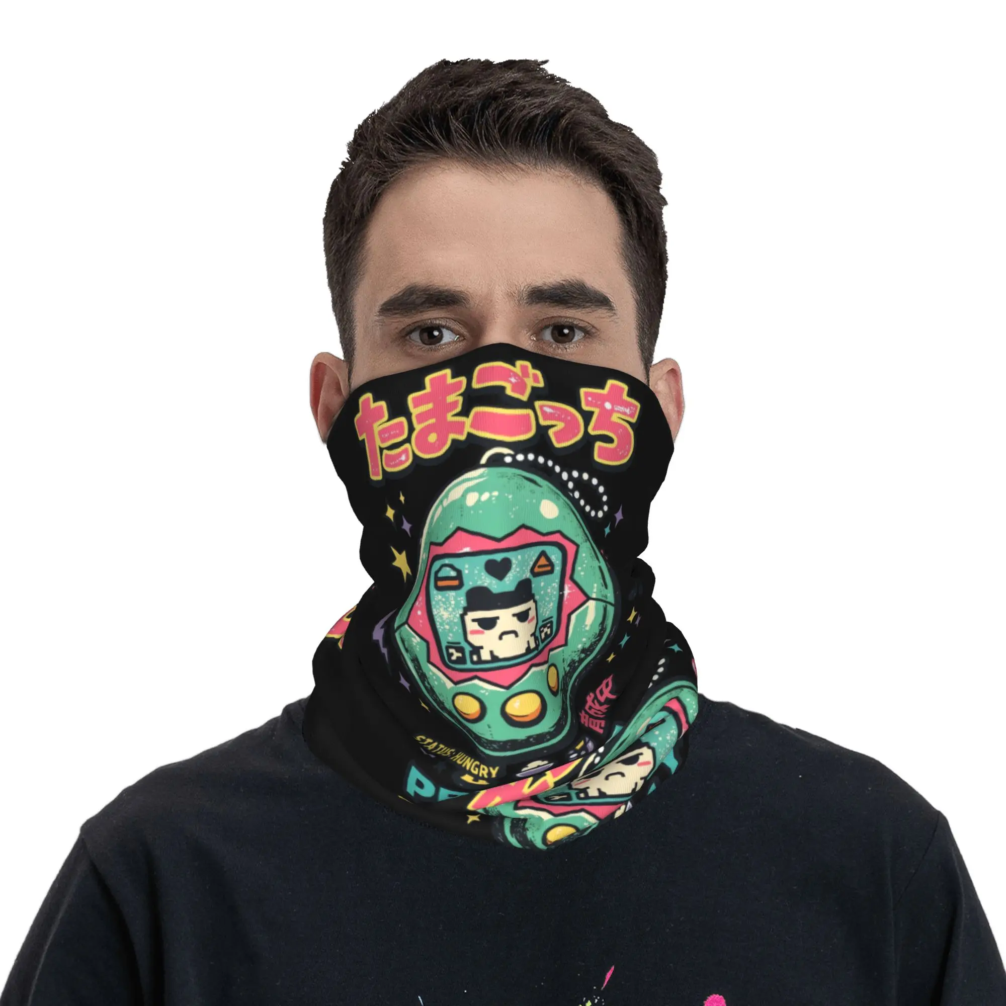 Game Tamagotchi Anime  Bandana Neck Gaiter Windproof Face Scarf Cover Women Men Feed Me Cartoon  Headband Tube Balaclava