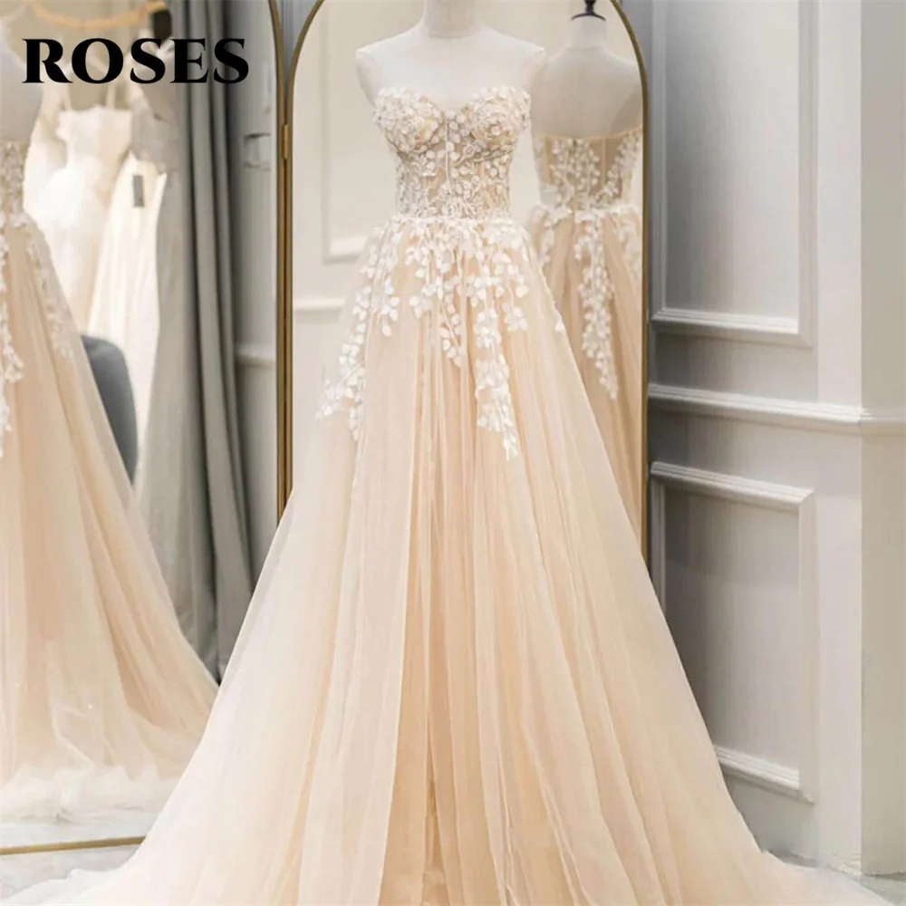 ROSES-Light Blue Prom Dress com apliques, Net Party Dresses, Sweetheart Celebrity Gown, Vestido de casamento sem mangas