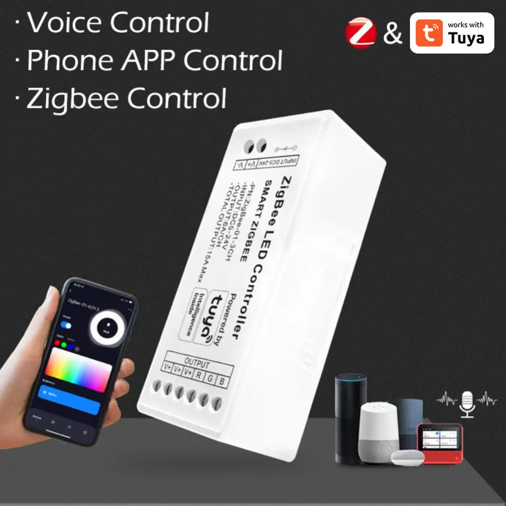 Tuya Zigbee 3.0 Smart LED Strip Controller DC5-24V RGB CCT RGBW RGB CCT Single Color Dimmer Support Smart Life APP Voice Control