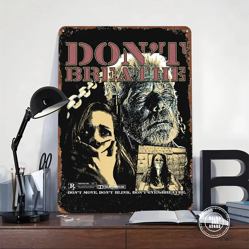 Dont Even Breathe Poster Customized Wall Art Vintage Metal Signs Retro Tin Plaque for Man Cave Coffee Bar Accessories Home Decor