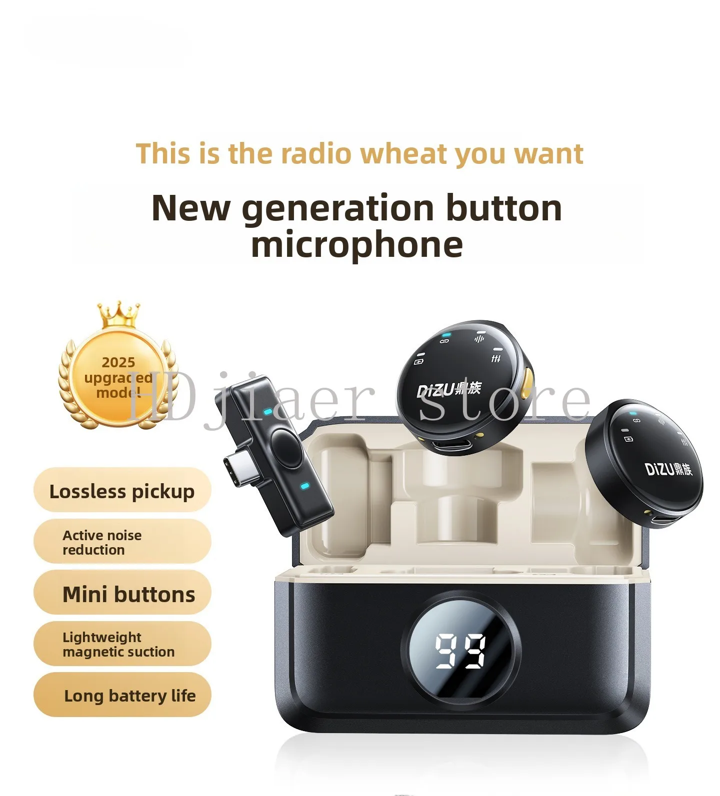 

Button wireless microphone clip on microphone, noise cancelling recording device, dedicated for mobile live streaming