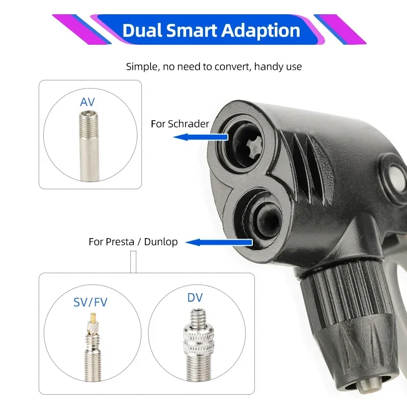 Bicycle Hand Floor Pump Nozzle Adapter Plastic Schrader/Presta Dual Head Convertor for MTB Road Bike Scooter Ball Inflation