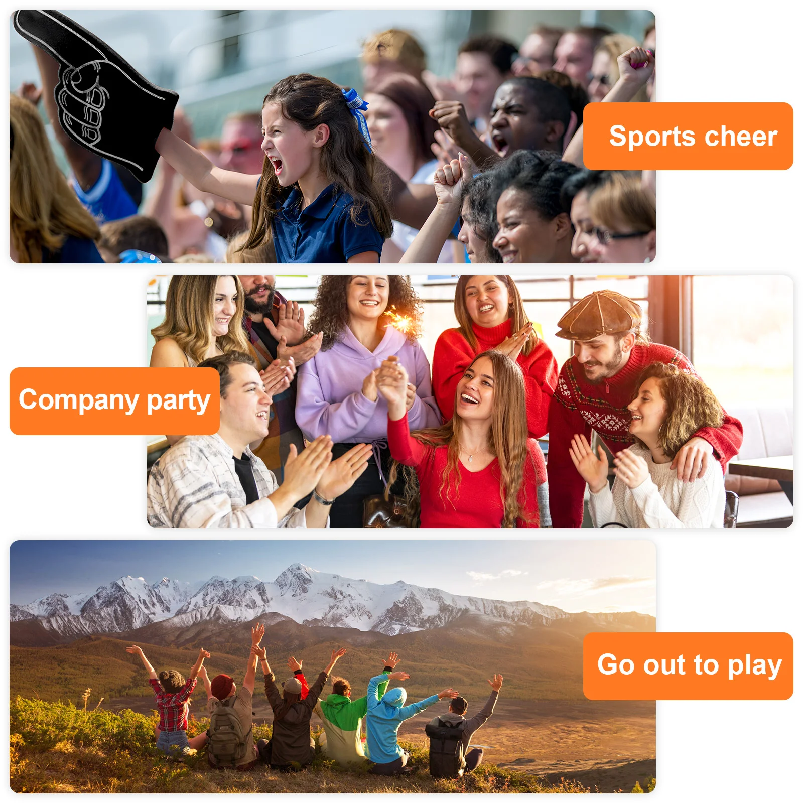 

3 pcs Giant Foam Fingers Cheerleading Hand Large Size Eva Fan Finger Prop For Sports Events Party Noise Makers