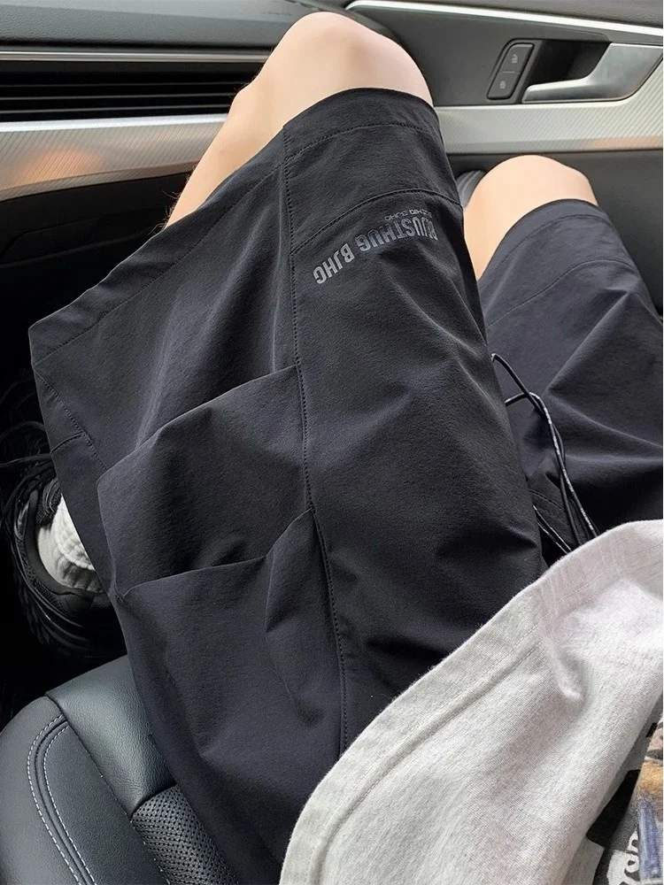 

Мужские летние новые тонкие складные функциональные брюки-карго для работы, быстросохнущие, свободные, повседневные, длиной до колена