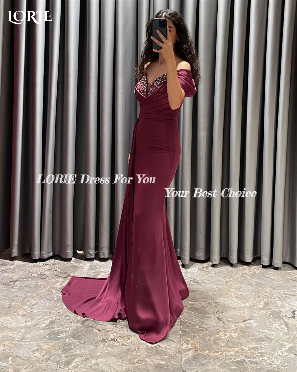 LORIE Glitter Mermaid Evening Dresses Off Shoulder Pleats Backless Celebrity Prom Dress For Wedding Bridesmaid Party Gowns 2023