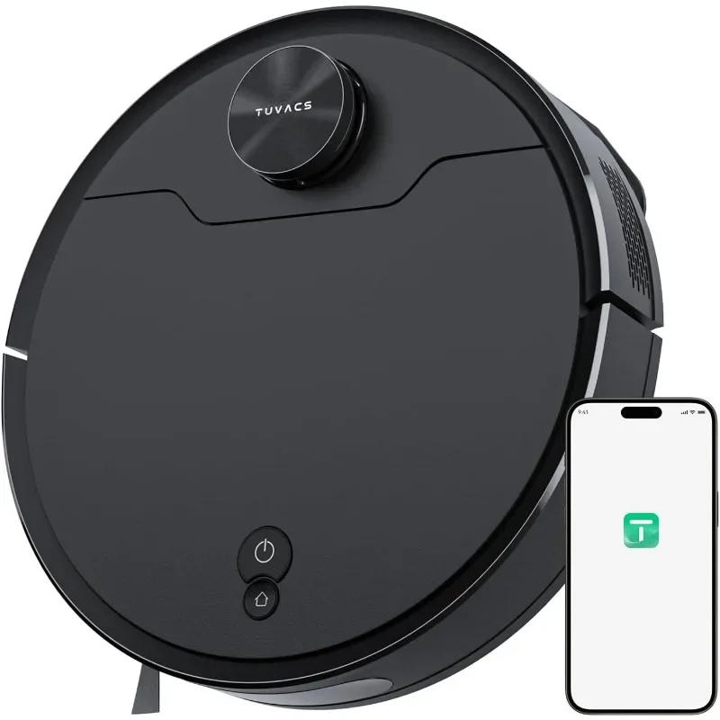 Робот-пылесос TUVACS для уборки, лидарная навигация и невидимая настройка стен, идеально подходит для уборки твердых полов, ковров и волос домашних животных