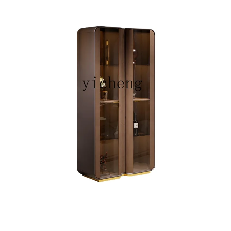 Tqh Light Luxury Wine Cabinet Wall Customized Guest Restaurant Storage Porch Cabinet Modern Glass Bookcase