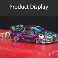 1:64 Scale GTR R34 RS7 Electroplating Alloy Car Keychain Model Toy Metal Keyring Cars Interior Accessories Friends Birthday Gift