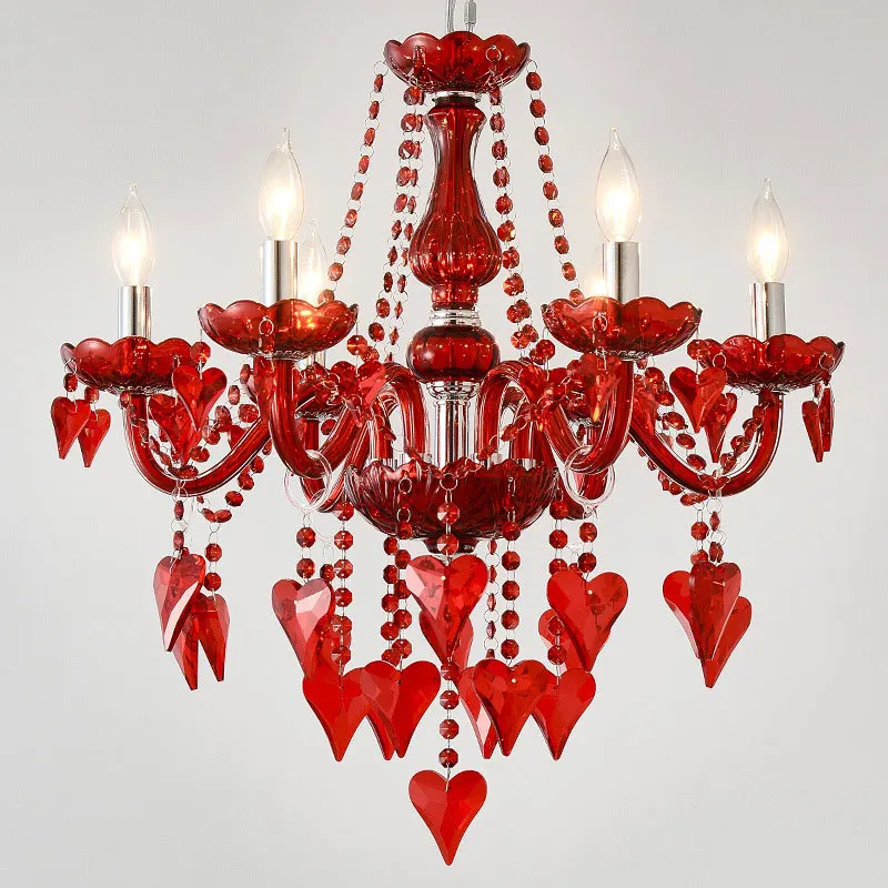 Red Pendant Light European Colored Crystal Light Wedding Bedroom Light Ktv Wedding Banquet Chinese Decoration Pendant Light
