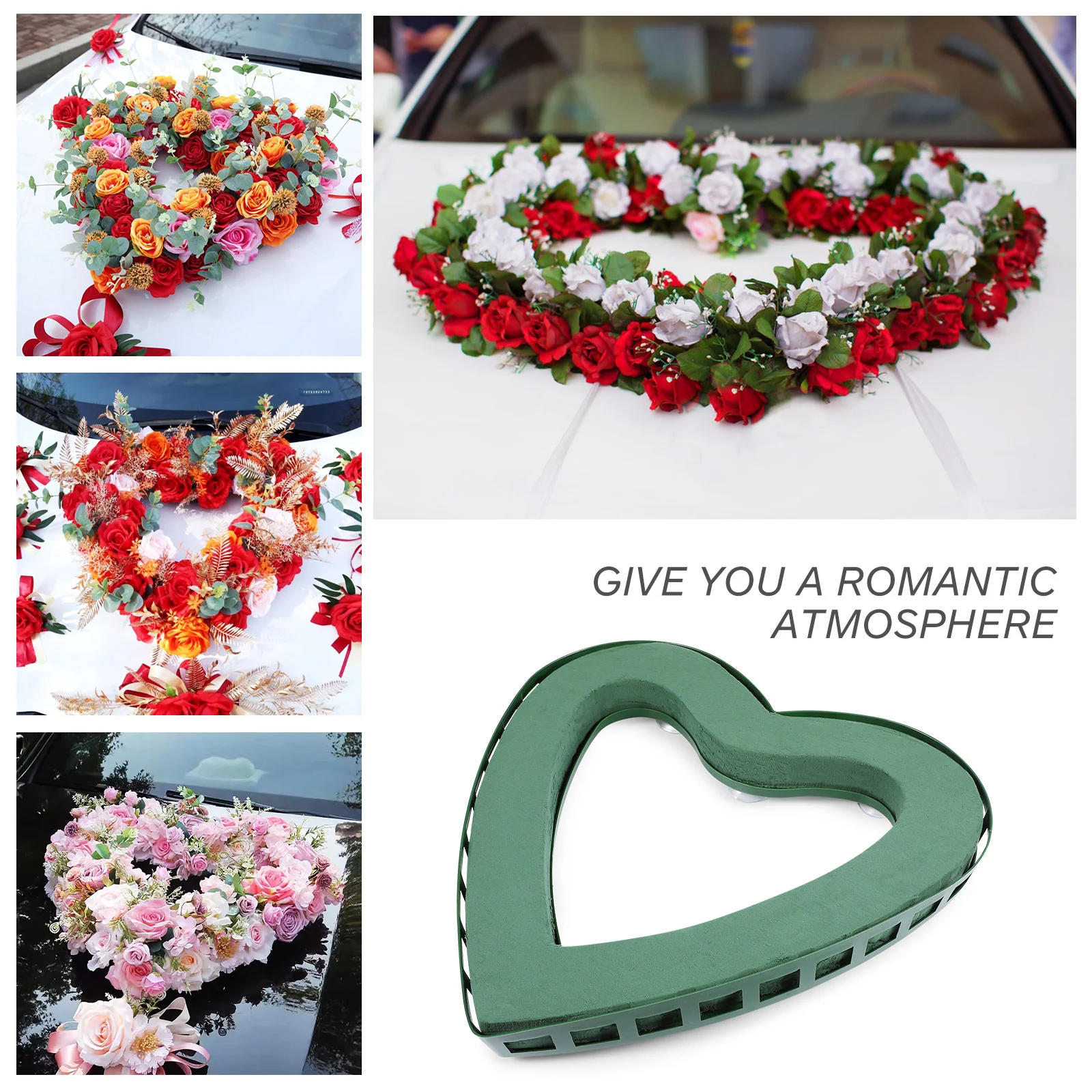 Wedding Car Heart Frame Plants Plastic Flower Stand Basket Professional Holder Decorative Heart-shaped Rack Bride Supply