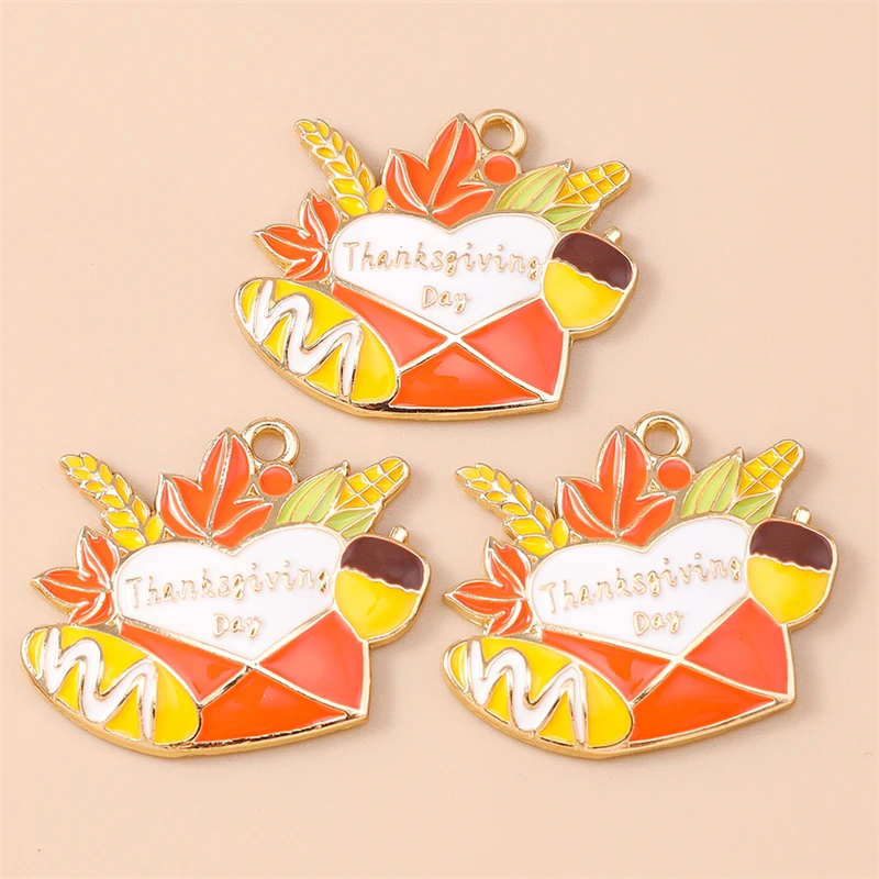 20 Stück Mix Thanksgiving Day Charms Emaille Lebensmittel Kürbis Mais Charms Anhänger für Schmuckherstellung Halsketten Ohrringe DIY Handwerk Geschenk – Detail 12