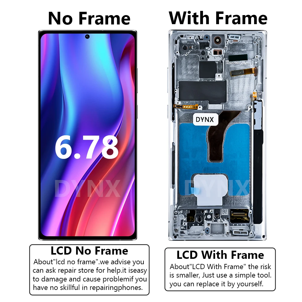 Super AMOLED For SAMSUNG Galaxy S22 Ultra 5G Screen S908 S908B S908U S908/DS Display Touch Screen Digitizer Assembly Replacement