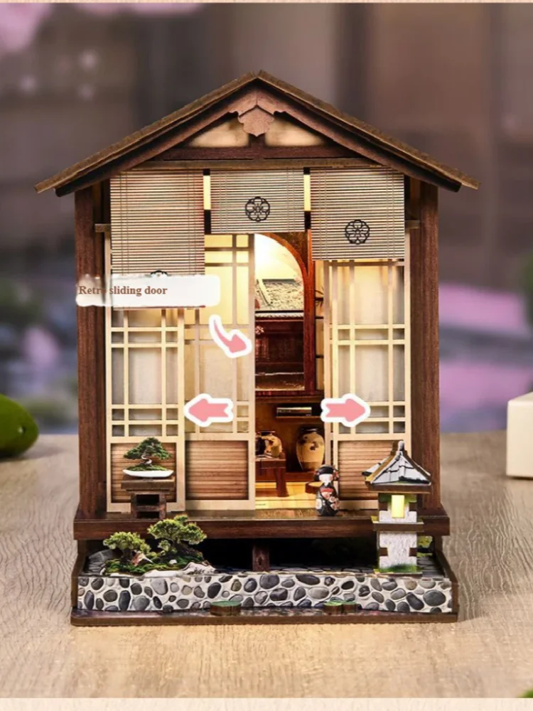 مصباح موس ومنزل DIY ثلاثي الأبعاد لغز ثلاثي الأبعاد مصنوع يدويًا نموذج لعبة إبداعي نموذج حامل كتب خشبي #5