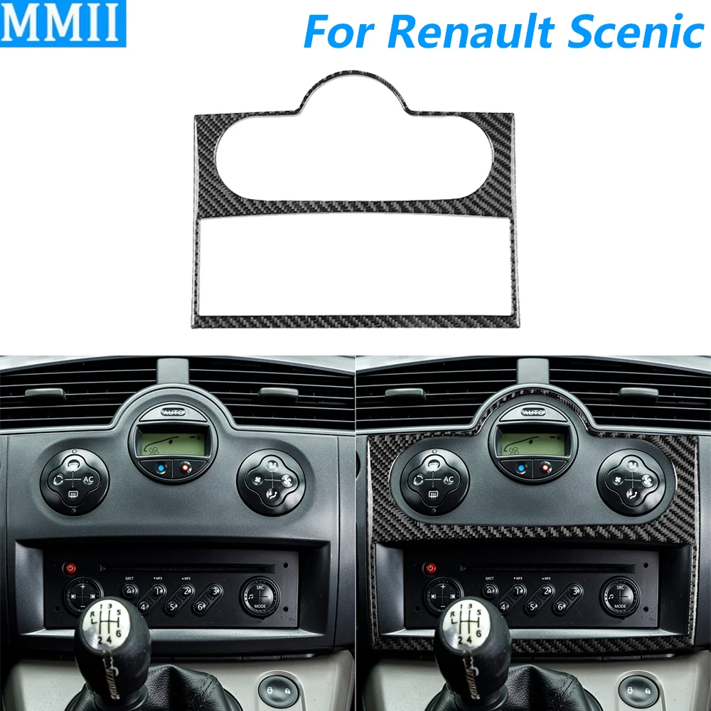 

For Renault Scenic 2003-2009 Carbon Fiber Central Radio CD Air Conditioning AC Control Panel Cover Trim Car Accessories Sticker