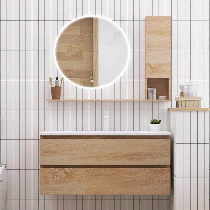 Combinación de mueble de baño nórdico, lavabo de cerámica integrado minimalista moderno, lavabo de manos, juego de lavabo de inodoro
