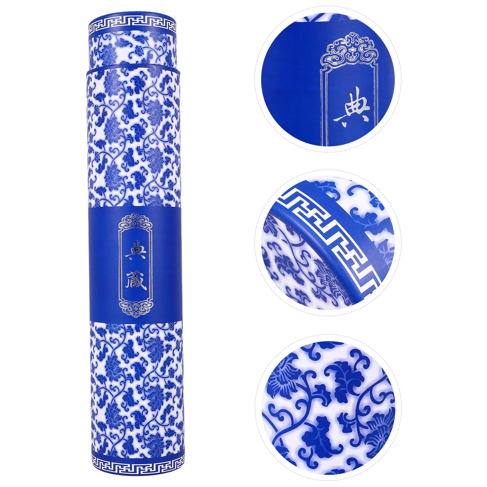 Blue and White Porcelain Painting Box Scroll Holder Poster Mailing Tube Caps Packing Storage Paper Telescoping