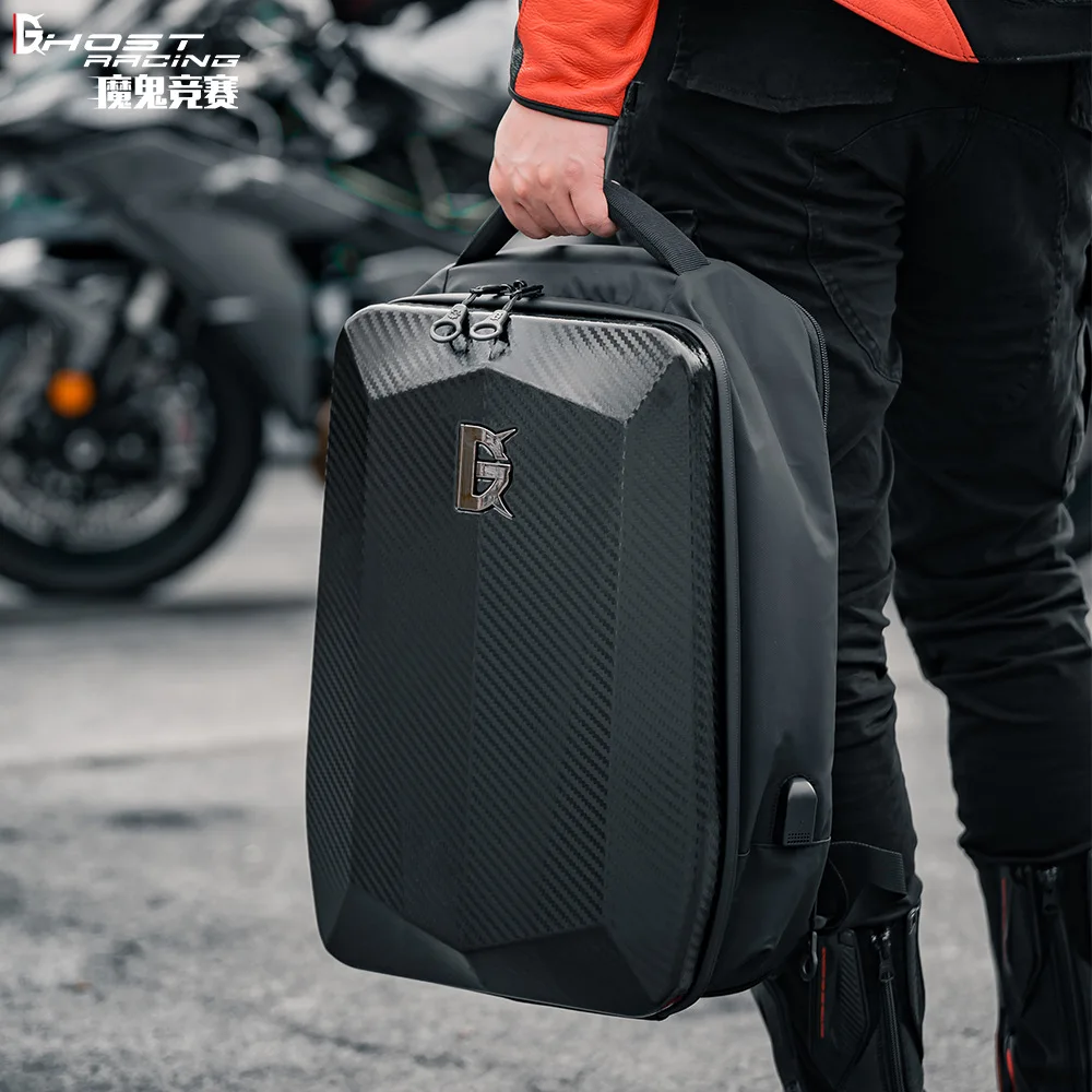 Waterproof Motorcycle Bag Carbon Fiber Backpack Motorcycle Helmet Luggage Motocross Riding Racing Moto Travel Storage Bag Box