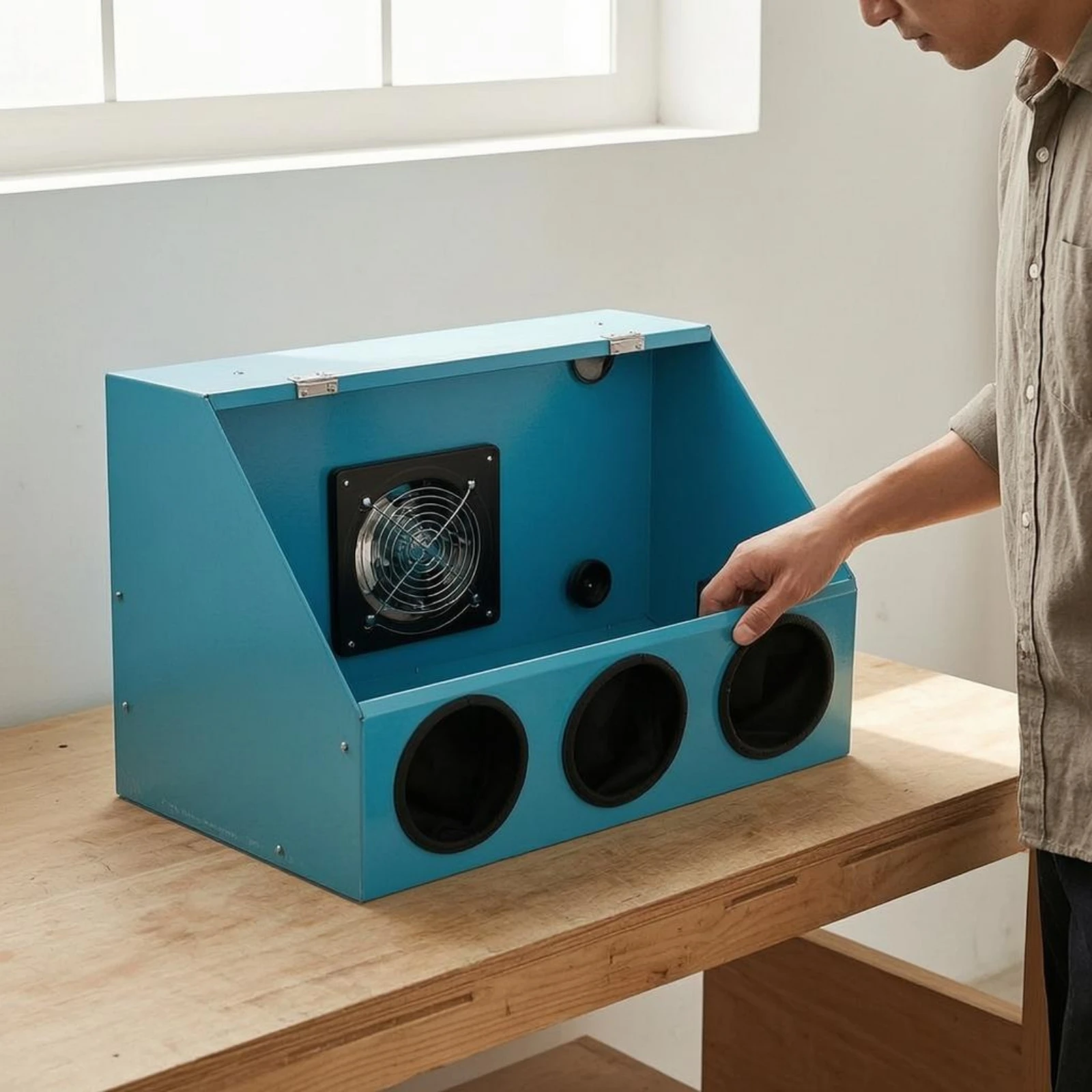 

Grinding Dust Enclosure Metal Polishing Dust Enclosure Enclosed Grinding Box Hand Slots Workshop Gear Dustproof