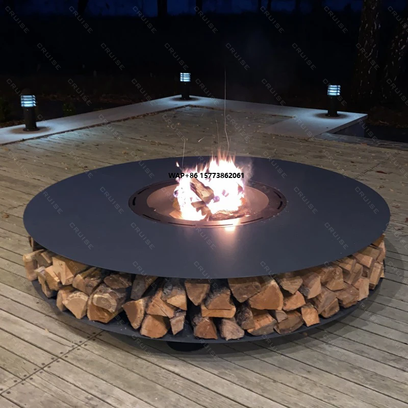 Modern Fire Pit Outdoor Cooking Barbecue  Metal Commercial Hotel Restaurant Wood Gas-Fired Bioethanol Fire Pit Table