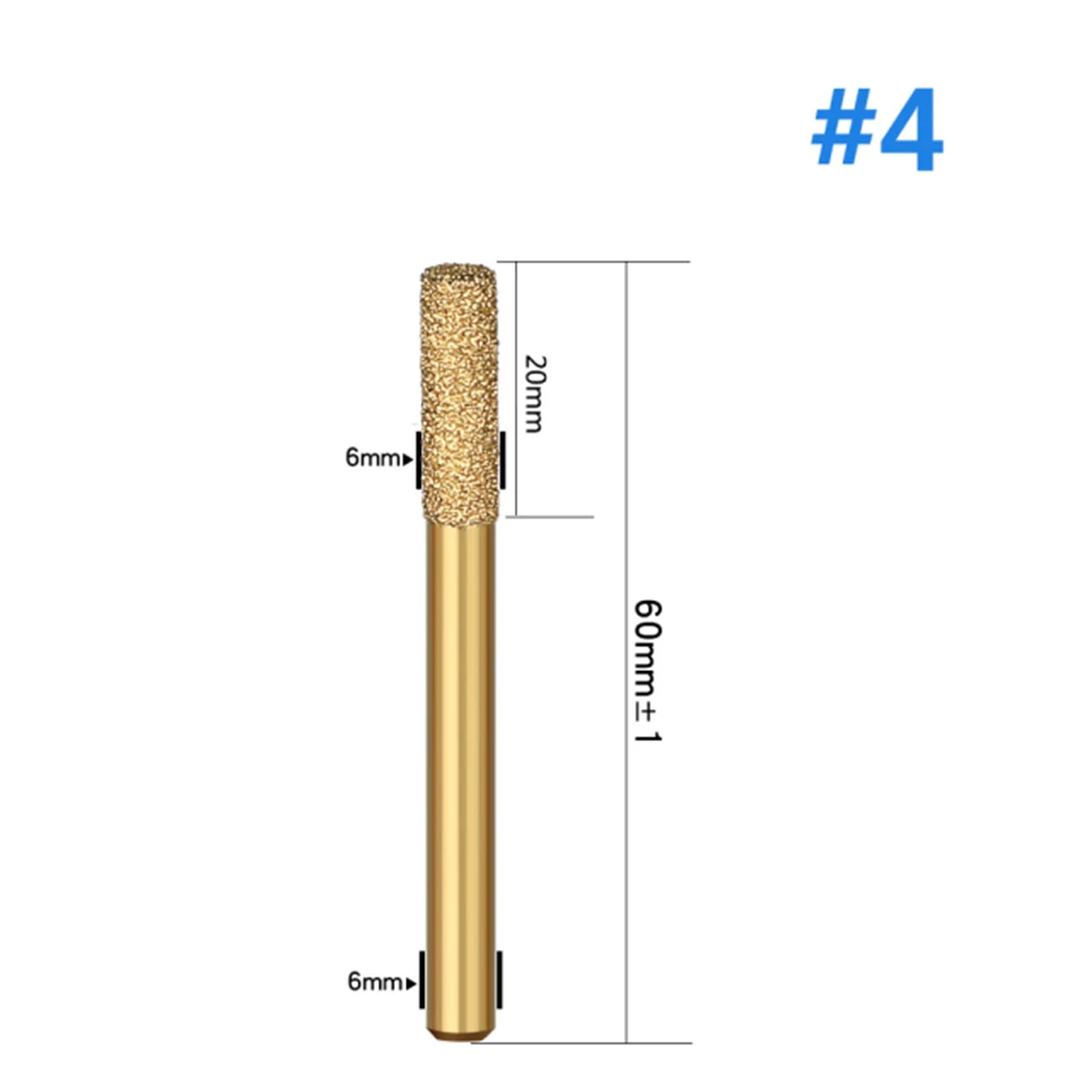 6mm Diamond Shank Vacuum Brazed Diamond Burr Head rettifica File rotante pietra marmo incisione CNC Machine Carving Router Bits