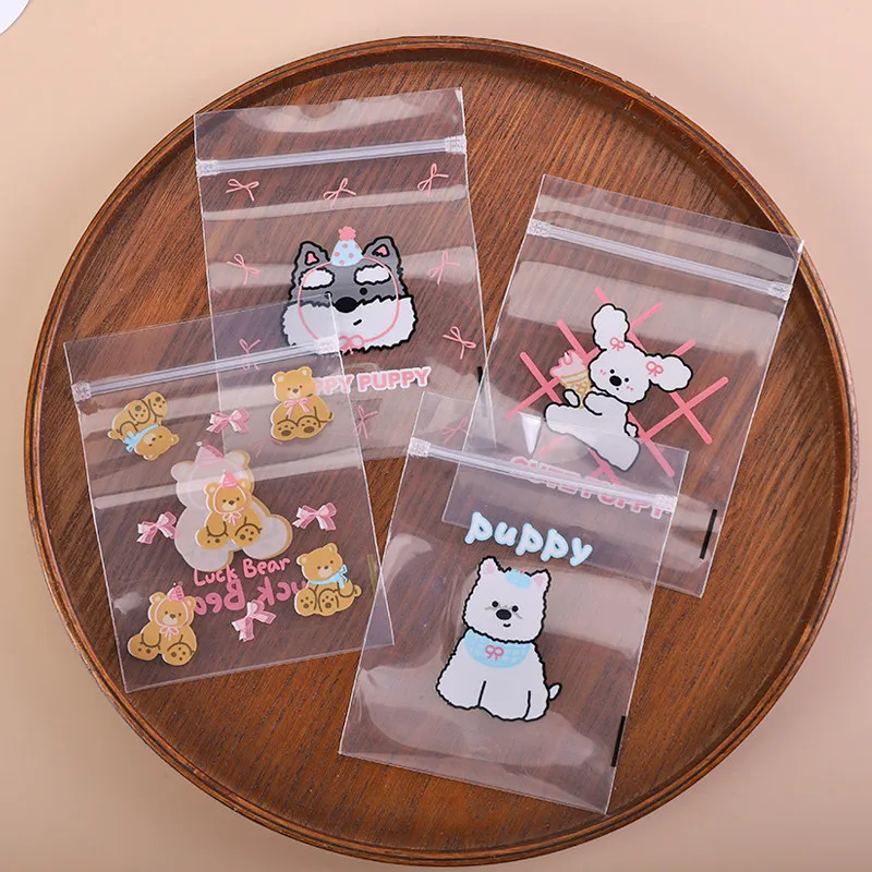 TETP 100Pcs Transparent PE Ziplock Bags Cartoon DIY Cookies Candy Packaging Favors Children's Day Gift Decoration Small Business