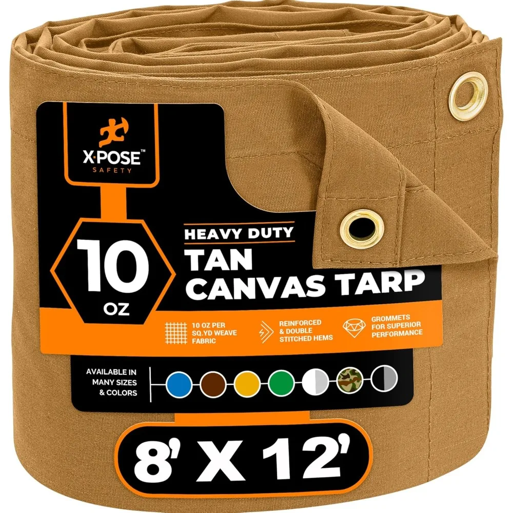 

Холщовый брезент 10 унций, коричневый брезент, сверхмощный, водостойкий, с латунными втулками, многоцелевой уличный брезент для кемпинга