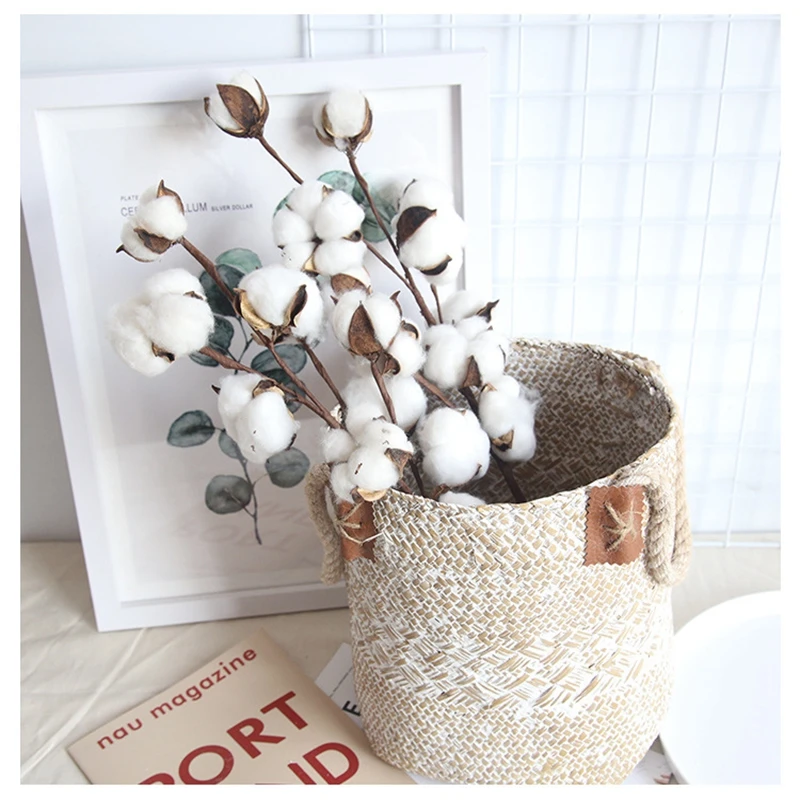 Naturally Dried Cotton Cheap Artificial Plants Floral Branch Vases Wedding Garden Party Decoration Fake Flowers Home Room Decor