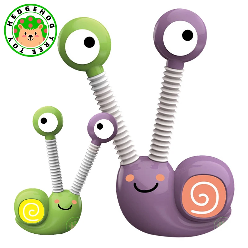 Toddler Toys 1-3 Anti-stress Pop Tube Toys LED Light Snail Push It Decompression Pipe Vent Fidget Toys for Kids Adults Gifts