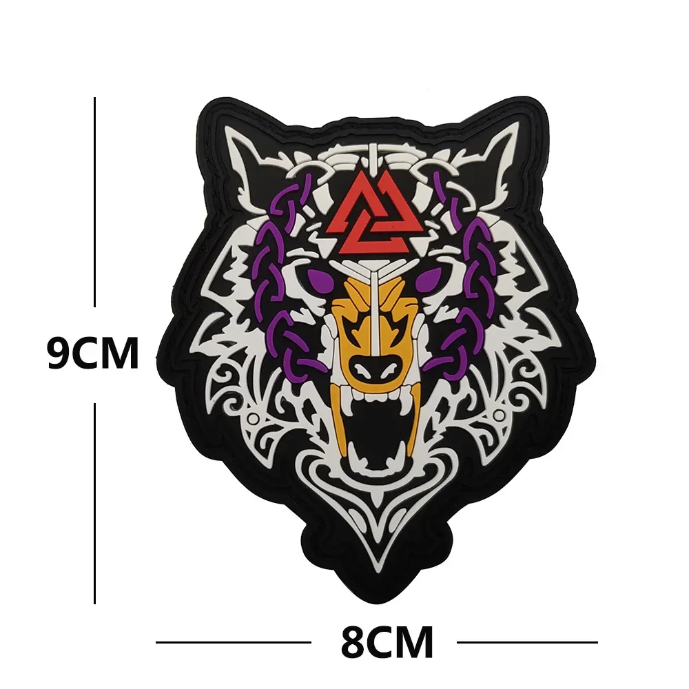 IR Infrared Reflective Wolf 3D PVC Patch Viking Embroidered Tactical Military Patches Appliqued Emblem Compass Rubber Embroidery