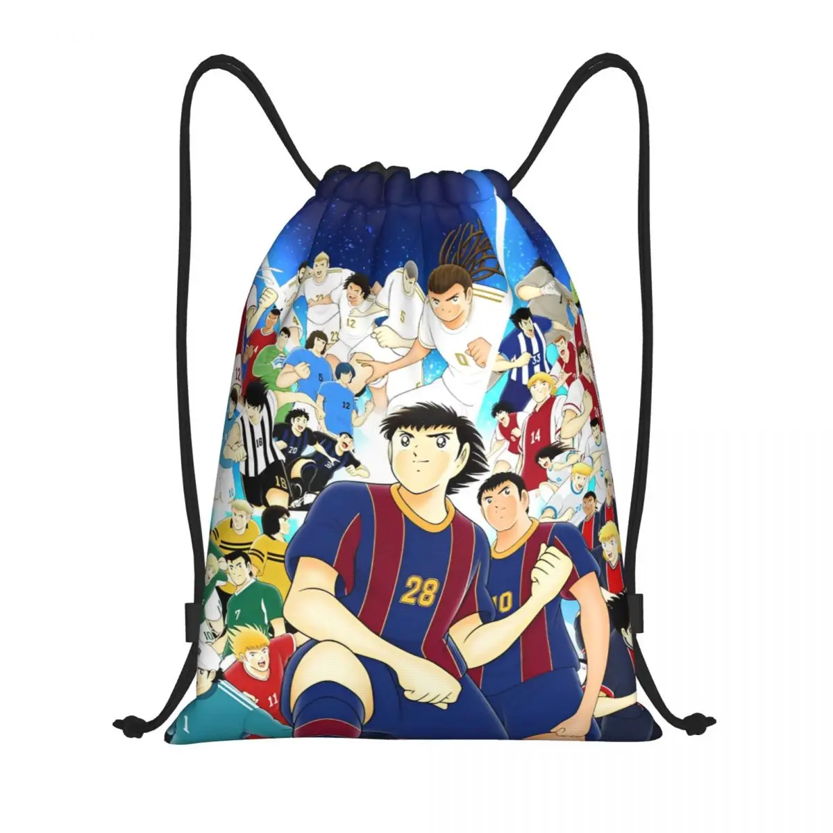

Japan Football Manga 90s Anime Drawstring Backpack Sports Gym Bag Captain Tsubasa String Sackpack for Hiking 36cm (W) x 43cm (H)