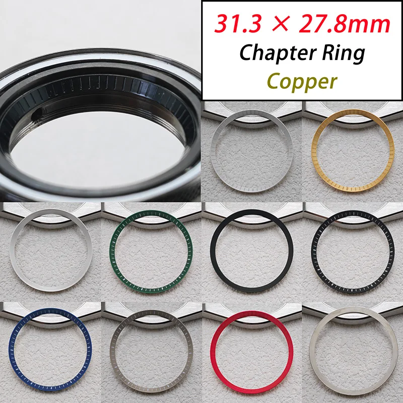 31.3×27.8mm Watch Chapter Ring Metal Various Style Fit NH35 NH36 Watch Case Complement with 28.5mm Dial Watch Replacement Parts