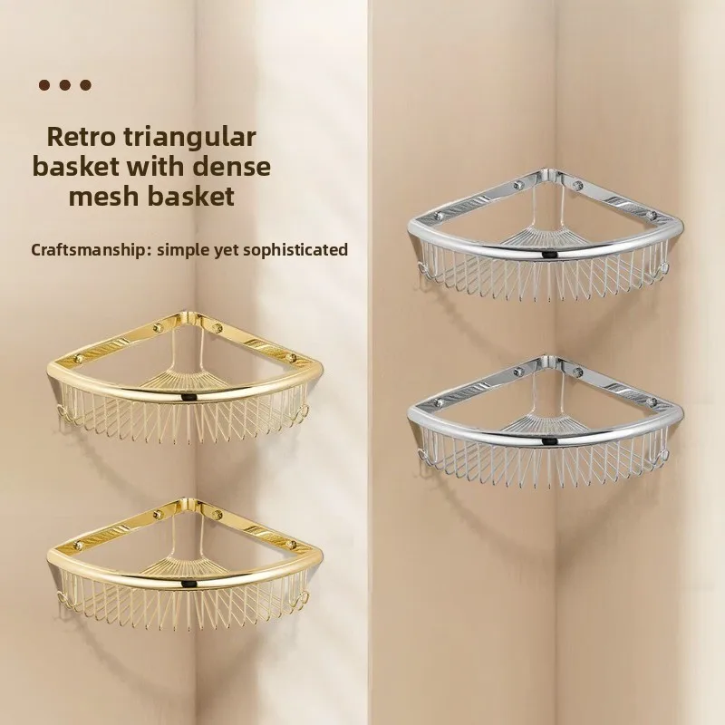 Wall Mounted Shelf Antique Brass Finish Solid Brass Bathroom Soap Basket Holder Shower Shampoo Shelf Square Rack