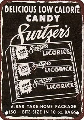 1955 Switzer's Licorice Vintage Look Reproduction Metal Tin Sign 8X12 Inches sign