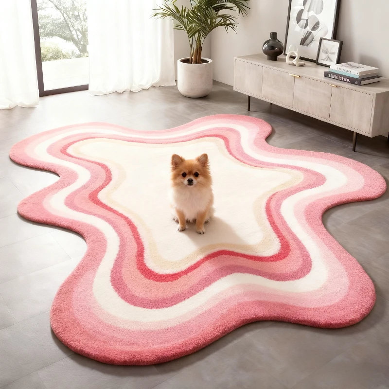 

Dopamine Color Carpets for Living Room Thicken Plush Bedroom Decor Carpet Fluffy Soft Lounge Floor Mat Irregular Shape Study Rug