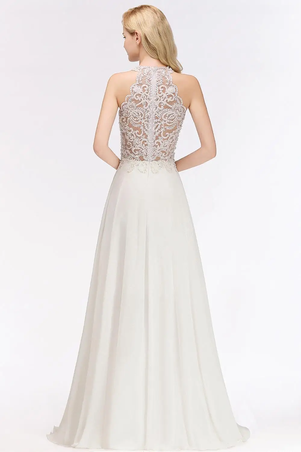 FATAPAESE Wedding Dresses Empire Scoop Neckline Appqulies Stones Beading Bodice Sleeveless A-line MaxiChiffon Wedding Ball Gowns